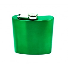 Engraved Hip Flask Captive Lid 6oz Green stainless steel